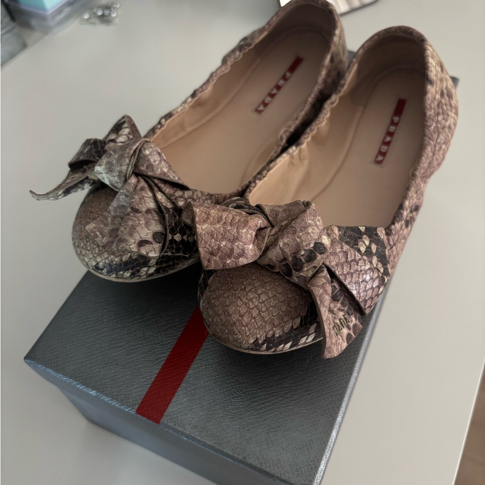 Prada Snakeskin Ballerina Flats